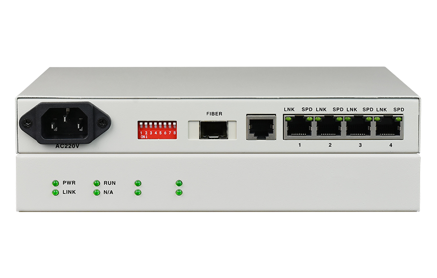 91AV看片入口科技-POE2004 4路百兆以太POE+(802.3at)光纤收发器